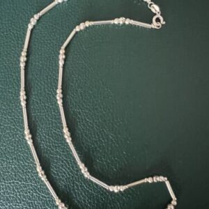 925 Sterling Necklace Alternating Long & Round Beads 18”