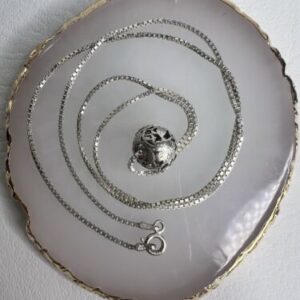 Vintage Floral Butterfly Ball Pendant 925 Sterling Silver Necklace 22”