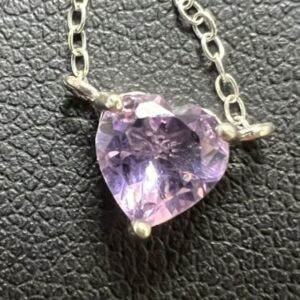 0.34ct Amethyst Heart Pendant Necklace 925 Sterling Silver 18”