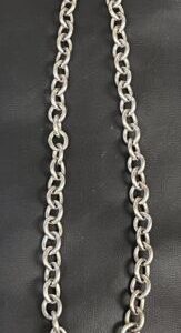 Heart Tag 8mm Rolo Chain Necklace 925 Sterling Silver 45.8g 18”