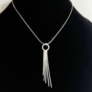 Elegant Long 5-Strand Graduated Tassel Pendant 925 Sterling Silver Necklace 15”