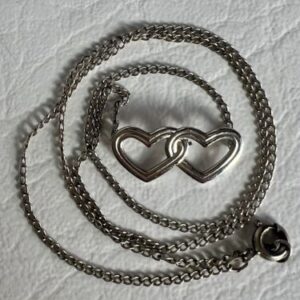 V.D 925 Sterling Silver Heart Necklace 14”