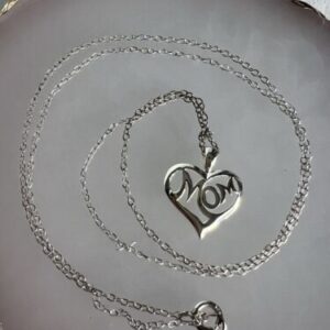 Vintage 925 Sterling Silver Mom Pendant Necklace 17”