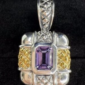 14K Yellow Gold 925 Sterling Silver Nancy & David Amethyst Pendant  | eBay