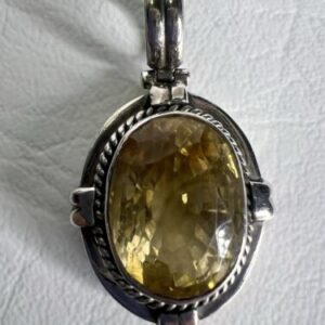 Vintage Citrine 925 Sterling Silver Pendant 1.5”