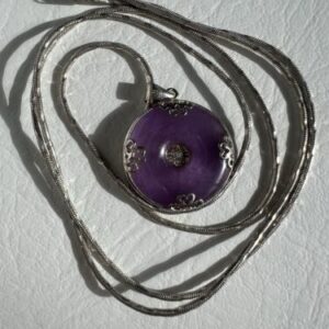 Purple Jade 925 Sterling Silver Necklace 29”